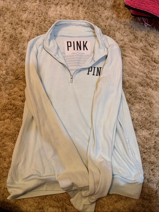 PINK Victoria's Secret Tops - PINK Mint Green Quarter-Zip Pullover